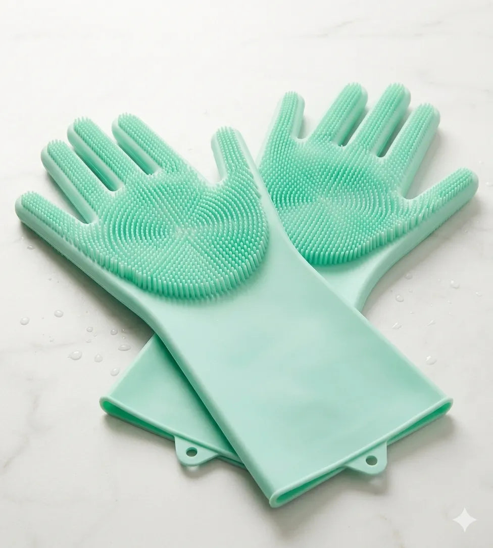 Guantes de silicona con esponja para cocina y baño